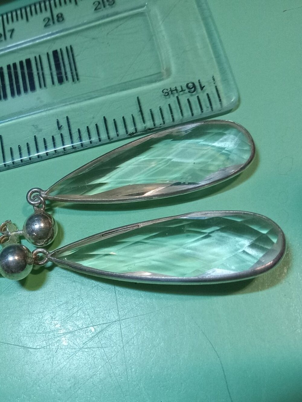 Gorgeous Faceted Clear Quartz Earrings In 925 Silver